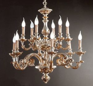 L.7445/6+6, Chandelier with decorations in silver and pure gold