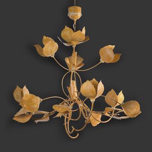 LEAVES HL1105CH-15, Forged iron chandelier with leaves
