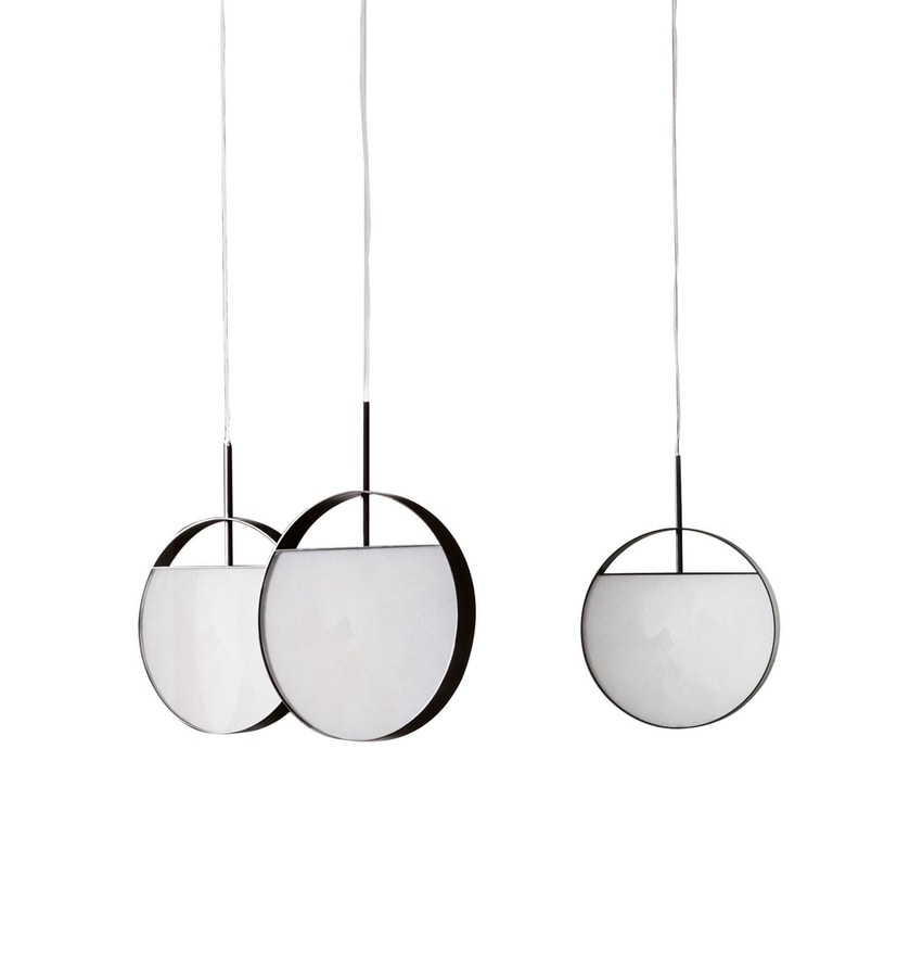 Luna chandelier, Round metal and glass chandelier