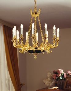 Maxime CH-12 G, Chandelier in cast bronze and brass