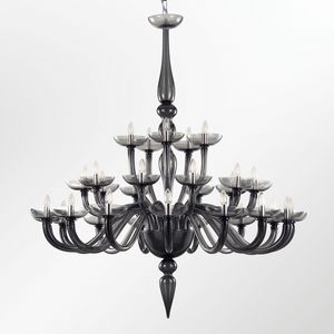 Metropole LE0380-15+10+5-D2, Murano glass chandelier, dark gray