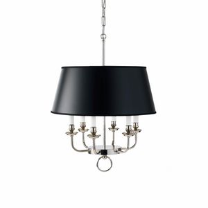 Novecento Art. BR_L246, Brass chandelier six lights with PVC lampshade