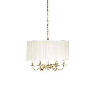 Novecento Art. BR_L248, Brass chandelier six lights with fabric lampshade
