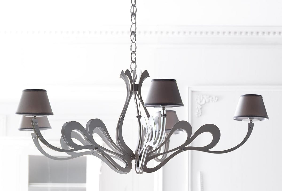 Orione-Roll art.1451-R, Decorative chandelier with iron or steel decorative arms