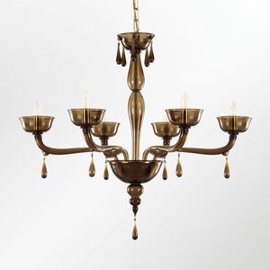 Portofino L0356-6-F2, Venetian glass chandelier with hanging drops