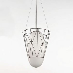 Segni Ms434-040, Suspension lamp in metal rod and white glass