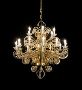 Sharon CH-18 PG, Chandelier with pearls and Bohemian crystal flowers