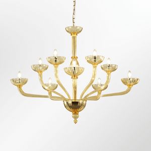 Velvet LE0359-5+5-A, Glass chandelier with rampant arms