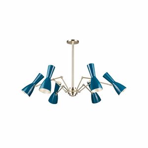 Wormhole Art. BB_WOR11s_l_5010, Genzian blue brass six joints chandelier
