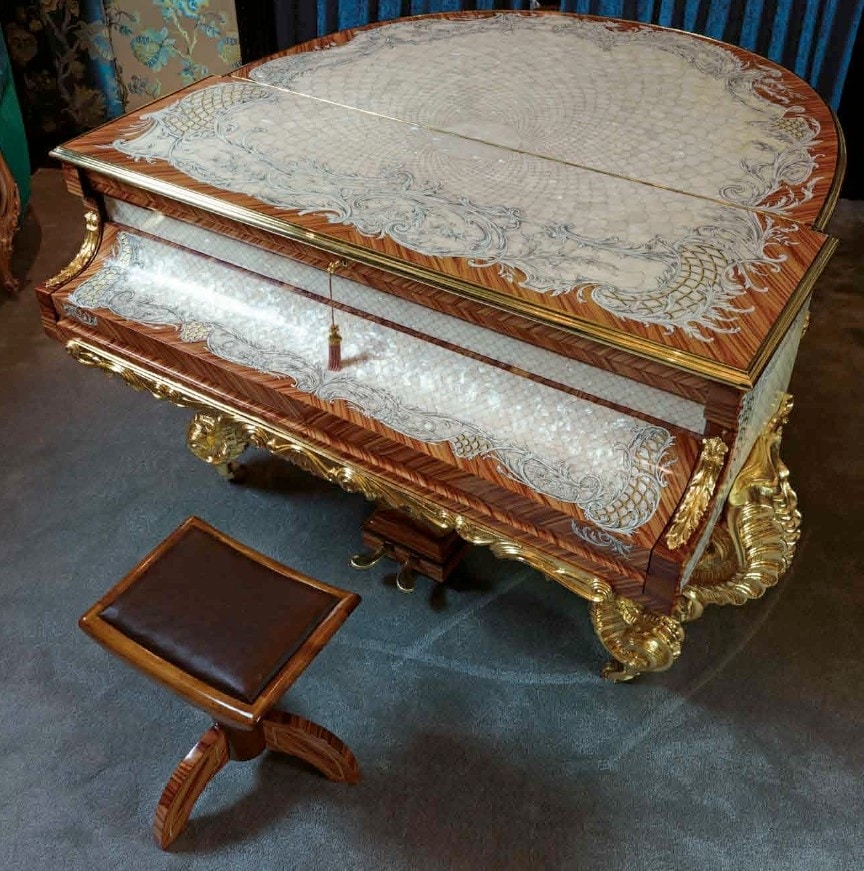 GrandPiano, Luxury piano with black china drawings
