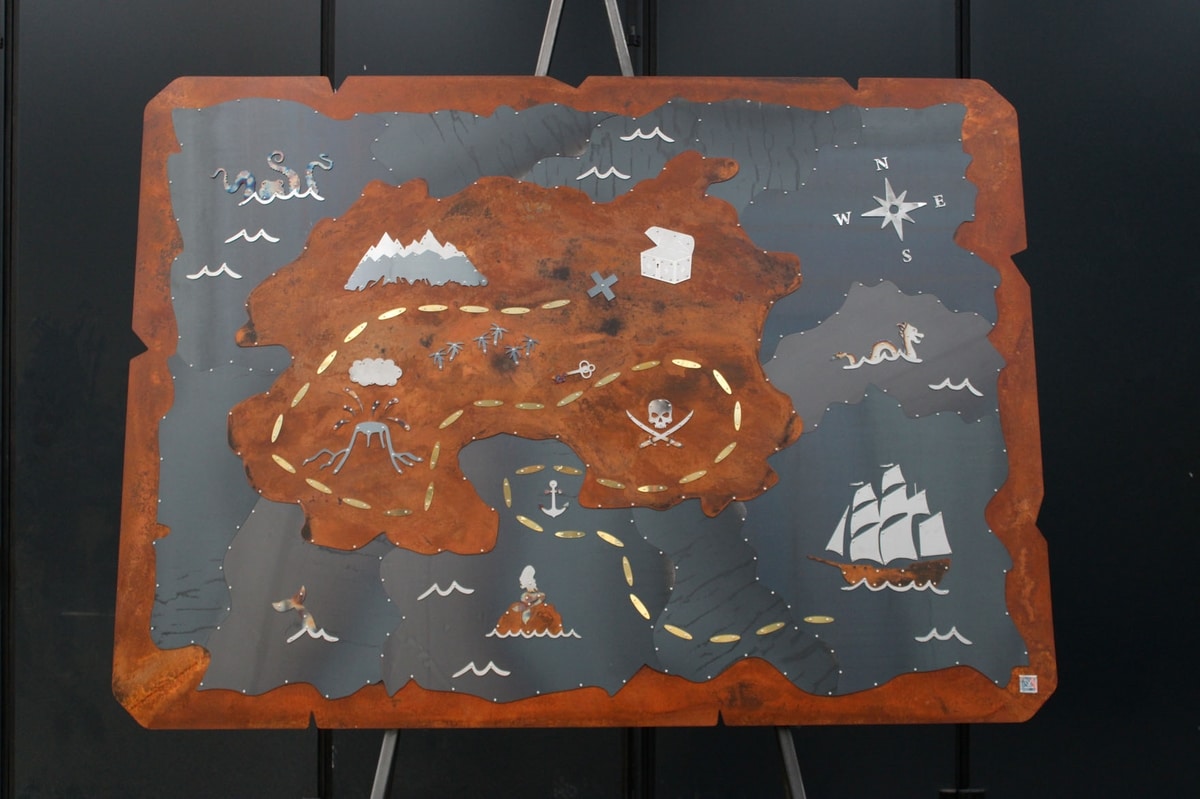 Treasure Map, Decorative treasure map made of metal sheet