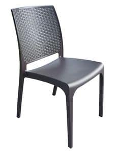 CHAIR CROSS, Bar chair in poly rattan, stackable, for outdoors