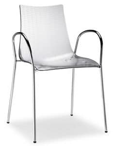 Dea Anti-Scratch 2620, Polycarbonate and metal armchair with scratch-resistant surface, stackable
