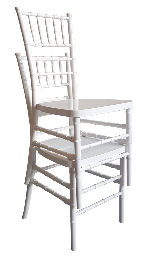 Eco-Chiavari, Stackable white chairs for ceremonies