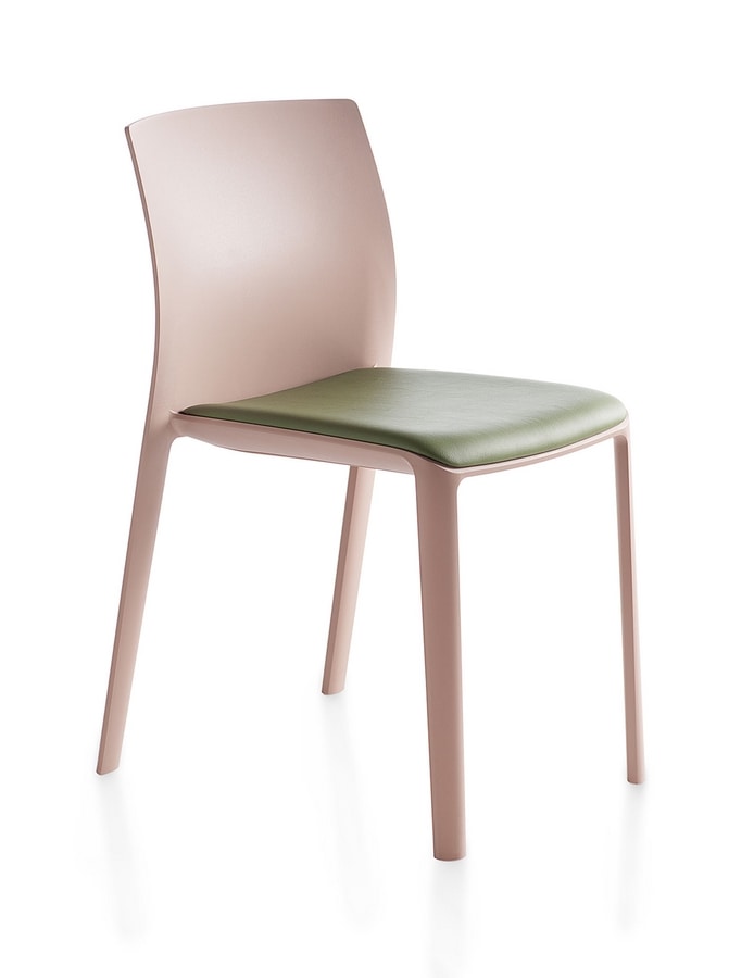 Klia imb, Stackable chair with fixed or removable padding