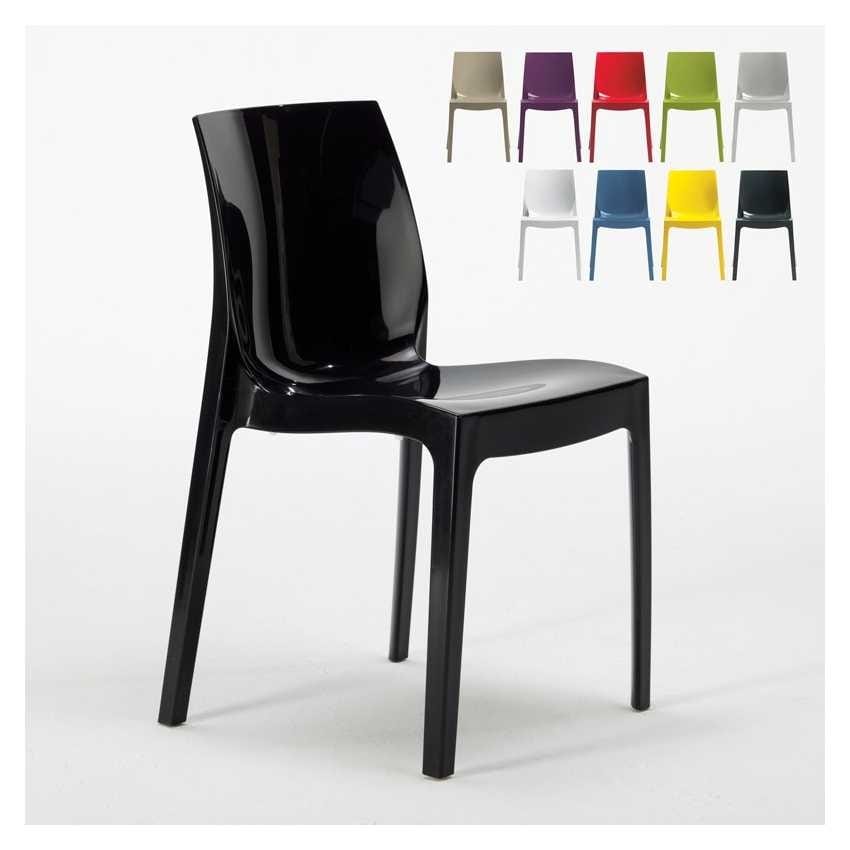Chair in shiny plastic stackable and economical available in