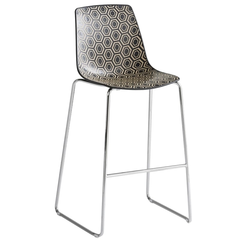 Alhambra Stool ST, Barstool in metal and polymer, sled base