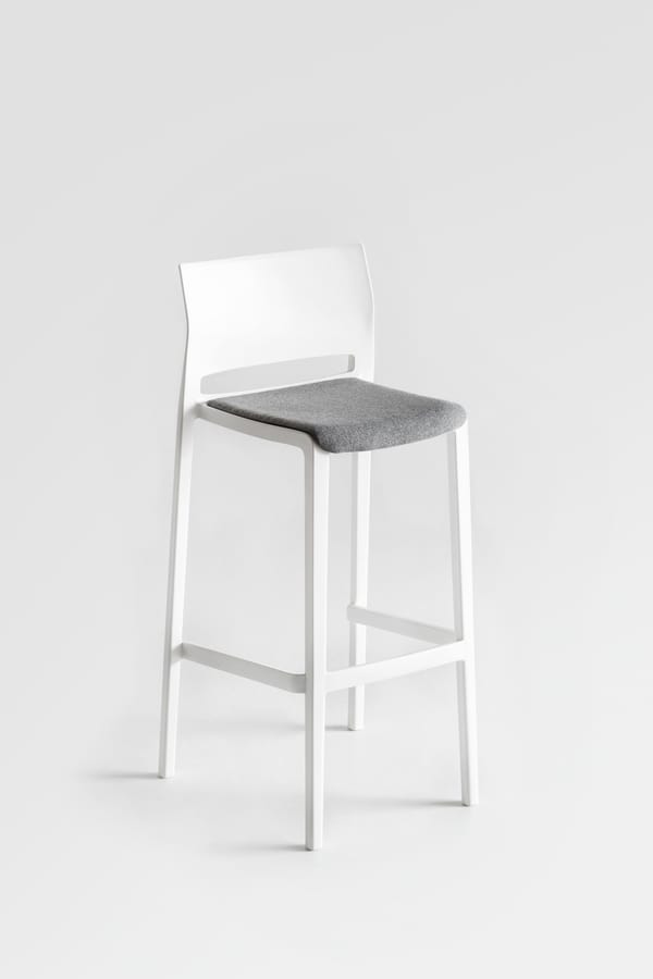Bakhita Stool 66, Stackable stool in metal polymer co-injection