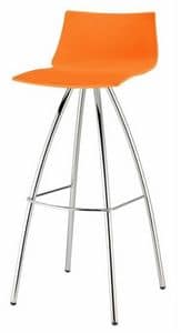 Day, High stool in metal and technopolimery, seat at 65 cm or 82 cm