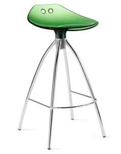 Frog, Modern stool made of metal and polycarbonate, fixed height