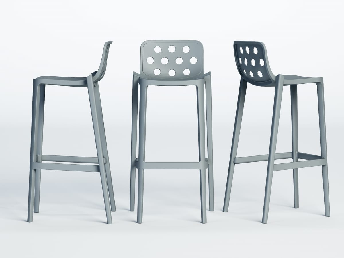 Isidoro 66, Stackable barstool made of polymer, for bars and hotels