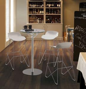 Kaleidos stool, Chromed steel Barstool with plastic seat