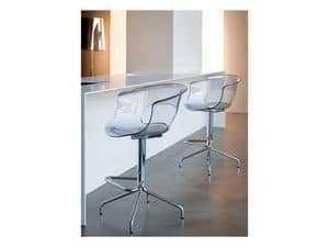Miss b stool h.65, Barstool with fixed structure, in steel and acrylic