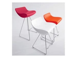 Momo 485, Design stool, fixed, with chrome legs, for hotel