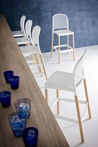 Panama Stool BL, Barstool in beech wood and polymer, for bars and hotels