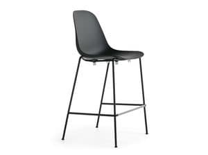 Pola Light 65-73-82, Stackable stool with steel structure and plastic seat