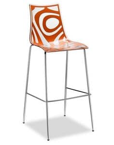 Wave H, Metal and polypropylene stool, seat at 65 cm or 80 cm