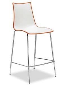 Zebra H Bicolor 2560, Metal and polymery stool, two-coloured, seat at 65 cm ou 80 cm