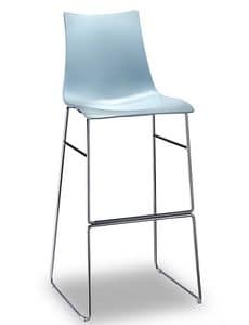 Zebra H/T, Metal stool with technopolymer seat, h.80cm, several colours