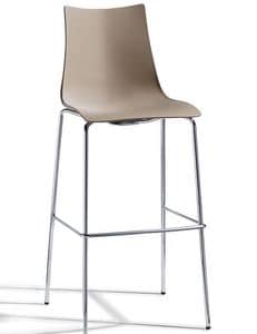 Zebra H/T2, Metal stool with technopolymer seat, h.65 or 80 cm