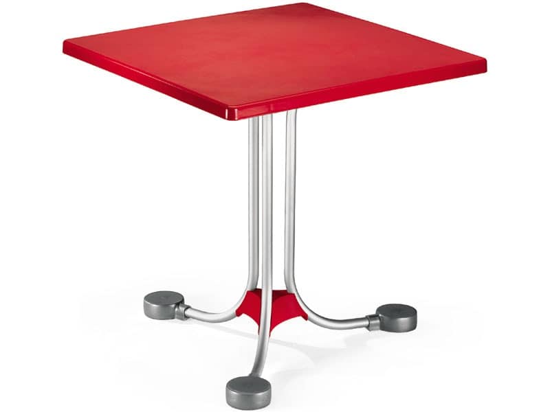 Table 72x72 cod. 06, Square coffee table with base in aluminum counterweights