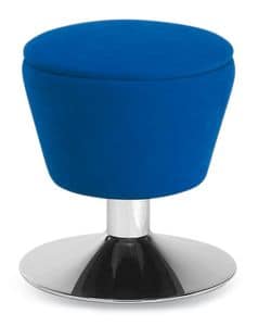 Art.234, Pouff with chromed metal frame, round base, padded seat, covered with fabric
