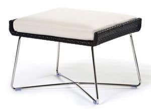 Avalon footstool/ottoman, Woven footstool with aluminum base, for external