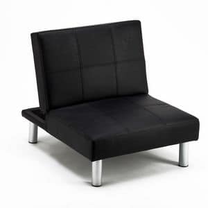 Black reclining chair pouff - EKF920653, Chair pouff in faux leather, easy to clean