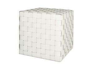 Cubo 45 woven, Pouf in woven leather, padded with stress-resistant rubber