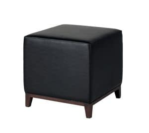 Domus pouf, Pouf with beech wood, leather covering