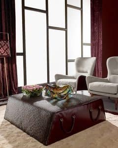 Giselle, Leather ottoman, with handles