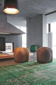 GOMITOLO, Padded pouf, shaped ball, for modern living room