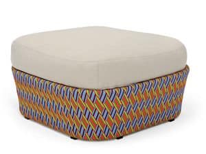 Kente pouf, Pouf with pillow, multicolored weaving, for patio