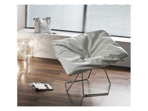 Mask I, Relax chair with metal structure, upholstered