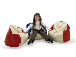 PALLINO, Beanbag for children, covered in imitation leather, for the children's room and kindergarten