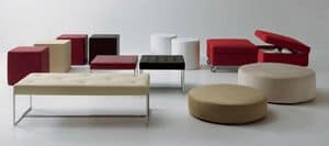 Pouf and benches, Pouf in different sizes, shapes and colors, for living room