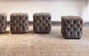 Voil, Upholstered pouf, with capitonn padding