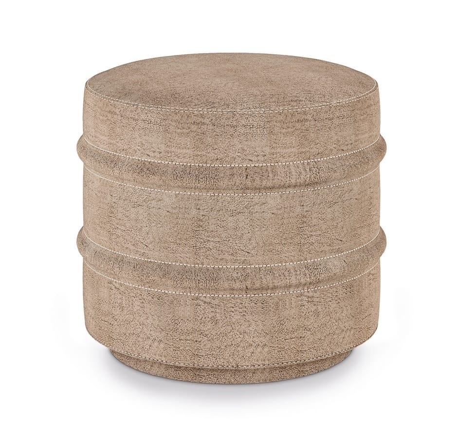 2019-89 Pouf, Round pouf covered in nubuck