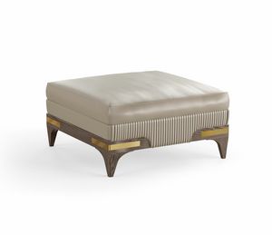 Alexander Glam Art. A62, Pouf with leather covering, with pleated workmanship
