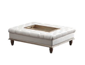 Eduard pouf capitonn�, Capitonn� pouf with a central wooden tray